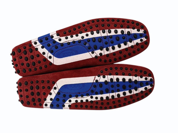 極美品 TOD'S × FERRARI トッズ × フェラーリ ゴンミーニ XRM0GW0X740RE0R007 ドライビングシューズ スエード ローファー サイズ6 赤 中古 4b010723