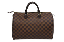 画像をギャラリービューアに読み込む, 極美品 LOUIS VUITTON ルイヴィトン スピーディ35 ダミエ アズール ハンドバッグ N41523 ブラウン ベージュ 中古 4b009812