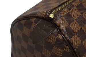 極美品 LOUIS VUITTON ルイヴィトン スピーディ35 ダミエ アズール ハンドバッグ N41523 ブラウン ベージュ 中古 4b009812