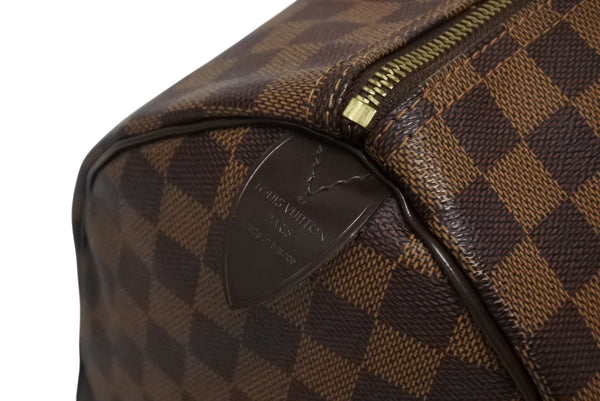 極美品 LOUIS VUITTON ルイヴィトン スピーディ35 ダミエ アズール ハンドバッグ N41523 ブラウン ベージュ 中古 4b009812