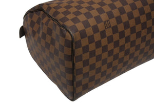 極美品 LOUIS VUITTON ルイヴィトン スピーディ35 ダミエ アズール ハンドバッグ N41523 ブラウン ベージュ 中古 4b009812