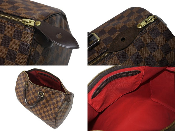 極美品 LOUIS VUITTON ルイヴィトン スピーディ35 ダミエ アズール ハンドバッグ N41523 ブラウン ベージュ 中古 4b009812