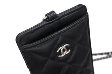 画像をギャラリービューアに読み込む, 極美品 CHANEL シャネル チェーンネックストラップ カードケース 31番台 ココマーク ラムスキン キルティング ブラック 中古 4b010742