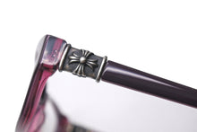画像をギャラリービューアに読み込む, CHROME HEARTS クロムハーツ D.SANCHEZ メガネ アイウェア CHクロス プラスチック シルバー925 パープル シルバー金具 美品 中古 4b001076