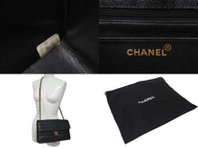 画像をギャラリービューアに読み込む, 極美品 CHANEL シャネル マドモアゼル ショルダーバッグ シングルフラップ ダブルチェーン キャビアスキン ブラック ゴールド金具 3番台 中古 4b001079