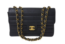 画像をギャラリービューアに読み込む, 極美品 CHANEL シャネル マドモアゼル ショルダーバッグ シングルフラップ ダブルチェーン キャビアスキン ブラック ゴールド金具 3番台 中古 4b001079