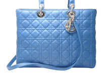 Load image into Gallery viewer, CHRISTIAN DIOR クリスチャンディオール レディディオール ショルダーバッグ ブルー ラムスキン 2way ゴールド金具 美品 中古 010845