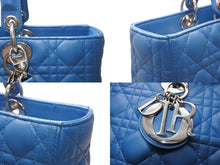 Load image into Gallery viewer, CHRISTIAN DIOR クリスチャンディオール レディディオール ショルダーバッグ ブルー ラムスキン 2way ゴールド金具 美品 中古 010845