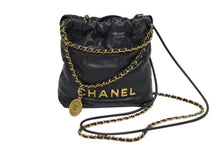 画像をギャラリービューアに読み込む, 極美品 CHANEL シャネル シャネル22 ミニ チェーンショルダーバッグ ランダム番台 ココマーク カーフスキン ブラック 中古 4b010894