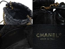 画像をギャラリービューアに読み込む, 極美品 CHANEL シャネル シャネル22 ミニ チェーンショルダーバッグ ランダム番台 ココマーク カーフスキン ブラック 中古 4b010894