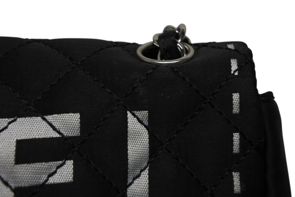 極美品 CHANEL シャネル マトラッセ デカココロゴ チェーンショルダーバッグ シングルフラップ 11番台 ブラック ホワイト シルバー金具 中古 4b010893