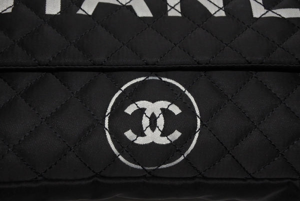 極美品 CHANEL シャネル マトラッセ デカココロゴ チェーンショルダーバッグ シングルフラップ 11番台 ブラック ホワイト シルバー金具 中古 4b010893