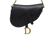 Load image into Gallery viewer, 極美品 Christian Dior クリスチャンディオール ワンショルダーバッグ サドルバッグ ミニ レザー ブラック 中古 4b010934