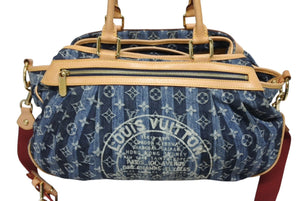 極美品 LOUIS VUITTON ルイヴィトン カバ レイエGM 2WAYバッグ M95336 モノグラム デニム ブルー ゴールド金具 中古 4b010986