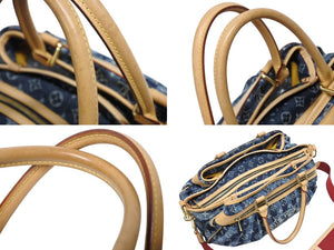極美品 LOUIS VUITTON ルイヴィトン カバ レイエGM 2WAYバッグ M95336 モノグラム デニム ブルー ゴールド金具 中古 4b010986