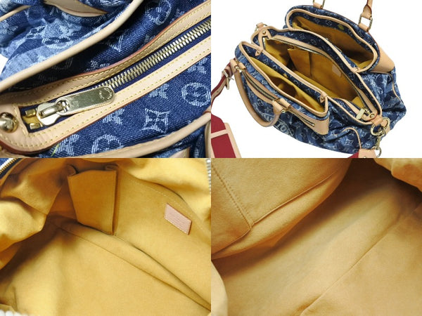 極美品 LOUIS VUITTON ルイヴィトン カバ レイエGM 2WAYバッグ M95336 モノグラム デニム ブルー ゴールド金具 中古 4b010986