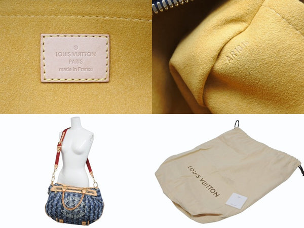 極美品 LOUIS VUITTON ルイヴィトン カバ レイエGM 2WAYバッグ M95336 モノグラム デニム ブルー ゴールド金具 中古 4b010986
