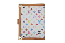 Load image into Gallery viewer, LOUIS VUITTON ルイヴィトン アジェンダPM 手帳カバー 村上隆 R20896 モノグラム マルチカラー ホワイト ゴールド金具 美品 中古 4b011039