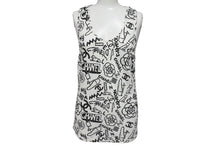 画像をギャラリービューアに読み込む, 極美品 CHANEL シャネル タンクトップ ノースリーブ P61823V47215 サイズ36 グラフィティ ココマーク ホワイト ブラック 中古 4b001105