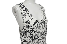 画像をギャラリービューアに読み込む, 極美品 CHANEL シャネル タンクトップ ノースリーブ P61823V47215 サイズ36 グラフィティ ココマーク ホワイト ブラック 中古 4b001105