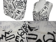 画像をギャラリービューアに読み込む, 極美品 CHANEL シャネル タンクトップ ノースリーブ P61823V47215 サイズ36 グラフィティ ココマーク ホワイト ブラック 中古 4b001105