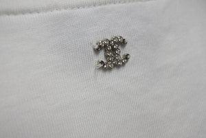 CHANEL Heart here mark short sleeve T-shirt P74383K10851 Size XS Spray Rhinestone Pink White Good Condition Used 4b001109