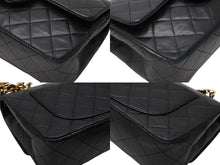 Load image into Gallery viewer, CHANEL シャネル マトラッセ23 Wフラップ Wチェーンショルダーバッグ 1番台 ラムスキン ココマーク ブラック 美品 中古 4b011125