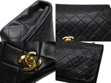 Load image into Gallery viewer, CHANEL シャネル マトラッセ 23cm フルフラップ ターンロック 1番台 ショルダーバッグ ラムスキン ブラック 美品 中古 4b011127