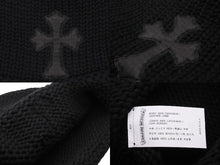 Load image into Gallery viewer, 未使用 CHROME HEARTS クロムハーツ クロスパッチ ニットキャップ ビーニー カシミヤ レザー シルバー925 ブラック 中古 4b011148