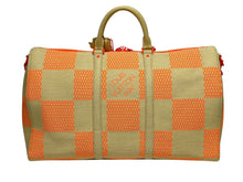 Load image into Gallery viewer, 極美品 LOUIS VUITTON ルイヴィトン キーポル バンドリエール50 ボストンバッグ M57419 ラフィア オレンジ ベージュ 中古 4b011152