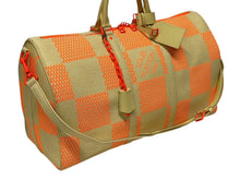 Load image into Gallery viewer, 極美品 LOUIS VUITTON ルイヴィトン キーポル バンドリエール50 ボストンバッグ M57419 ラフィア オレンジ ベージュ 中古 4b011152