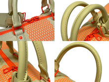 Load image into Gallery viewer, 極美品 LOUIS VUITTON ルイヴィトン キーポル バンドリエール50 ボストンバッグ M57419 ラフィア オレンジ ベージュ 中古 4b011152