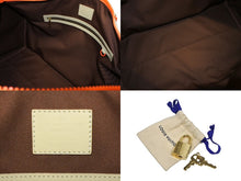 Load image into Gallery viewer, 極美品 LOUIS VUITTON ルイヴィトン キーポル バンドリエール50 ボストンバッグ M57419 ラフィア オレンジ ベージュ 中古 4b011152