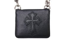 画像をギャラリービューアに読み込む, CHROME HEARTS クロムハーツ TV MAN クラシックチェーンハンドル クロスパッチ レザー ウォレット ブラック 美品 中古 4b001118