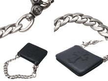 画像をギャラリービューアに読み込む, CHROME HEARTS クロムハーツ TV MAN クラシックチェーンハンドル クロスパッチ レザー ウォレット ブラック 美品 中古 4b001118