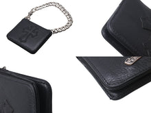 画像をギャラリービューアに読み込む, CHROME HEARTS クロムハーツ TV MAN クラシックチェーンハンドル クロスパッチ レザー ウォレット ブラック 美品 中古 4b001118