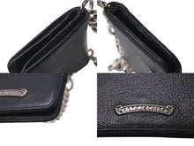 画像をギャラリービューアに読み込む, CHROME HEARTS クロムハーツ TV MAN クラシックチェーンハンドル クロスパッチ レザー ウォレット ブラック 美品 中古 4b001118