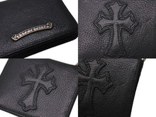 画像をギャラリービューアに読み込む, CHROME HEARTS クロムハーツ TV MAN クラシックチェーンハンドル クロスパッチ レザー ウォレット ブラック 美品 中古 4b001118