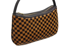 新品未使用 LOUIS VUITTON ルイヴィトン ダミエソバージュ タイガー ハンドバッグ M92132 ハラコ レザー ブラウン ゴールド金具 中古 4b011419