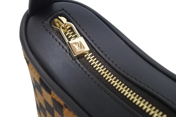 新品未使用 LOUIS VUITTON ルイヴィトン ダミエソバージュ タイガー ハンドバッグ M92132 ハラコ レザー ブラウン ゴールド金具 中古 4b011419