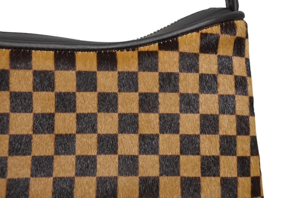 新品未使用 LOUIS VUITTON ルイヴィトン ダミエソバージュ タイガー ハンドバッグ M92132 ハラコ レザー ブラウン ゴールド金具 中古 4b011419