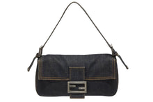 Load image into Gallery viewer, FENDI フェンディ マンマバケット ワンショルダーバッグ 26424 デニム レザー インディゴブルー シルバー金具 美品 中古 4b010954