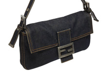 Load image into Gallery viewer, FENDI フェンディ マンマバケット ワンショルダーバッグ 26424 デニム レザー インディゴブルー シルバー金具 美品 中古 4b010954