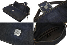 Load image into Gallery viewer, FENDI フェンディ マンマバケット ワンショルダーバッグ 26424 デニム レザー インディゴブルー シルバー金具 美品 中古 4b010954