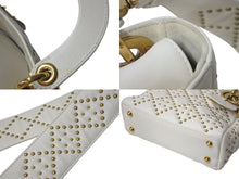 Load image into Gallery viewer, CHRISTIAN DIOR クリスチャンディオール LADY DIOR レディディオール スタッズスモールハンド 2WAYバッグ ホワイト 美品 中古 4b001124
