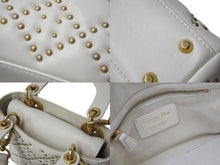 Load image into Gallery viewer, CHRISTIAN DIOR クリスチャンディオール LADY DIOR レディディオール スタッズスモールハンド 2WAYバッグ ホワイト 美品 中古 4b001124