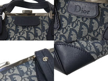 Load image into Gallery viewer, 極美品 Christian Dior クリスチャンディオール トロッター ハンドバッグ 11-MA-0045 ネイビー ロゴ キャンバス レザー 中古 4b001125