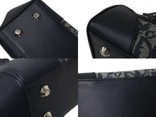 Load image into Gallery viewer, 極美品 Christian Dior クリスチャンディオール トロッター ハンドバッグ 11-MA-0045 ネイビー ロゴ キャンバス レザー 中古 4b001125