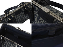 Load image into Gallery viewer, 極美品 Christian Dior クリスチャンディオール トロッター ハンドバッグ 11-MA-0045 ネイビー ロゴ キャンバス レザー 中古 4b001125