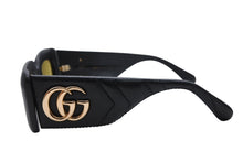 Load image into Gallery viewer, 極美品 GUCCI グッチ バッドマンモデル サングラス GGロゴ GG0816S レザー ブラック イエロー ゴールド金具 サイズ52◻︎22 145 中古 4b011288